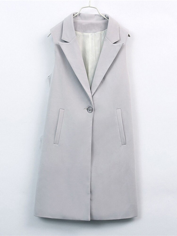 Sungtin Klasični ženski dugi jakni prsluk Elegantni uredski ženski kaput Ženski prsluk Kauzalna odijela Jakna bez rukava Gornja odjeća s džepovima