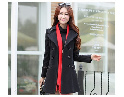 M-3XL rudens pavasara vilnas jaka Sieviešu divrindu mēteļi Elegants mētelis pamata mētelis kabatas vilnas garais mētelis Top 200