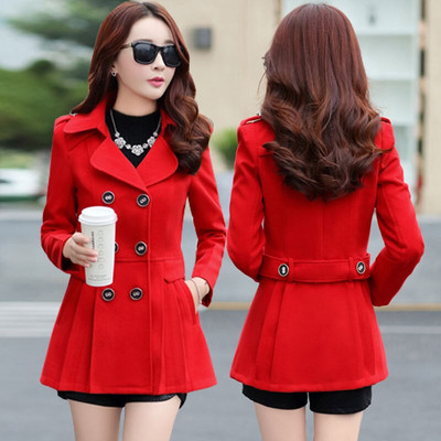 M-3XL rudens pavasara vilnas jaka Sieviešu divrindu mēteļi Elegants mētelis pamata mētelis kabatas vilnas garais mētelis Top 200