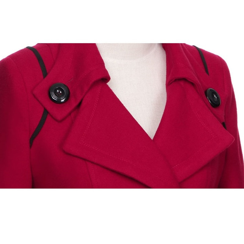 M-3XL rudens pavasara vilnas jaka Sieviešu divrindu mēteļi Elegants mētelis pamata mētelis kabatas vilnas garais mētelis Top 200