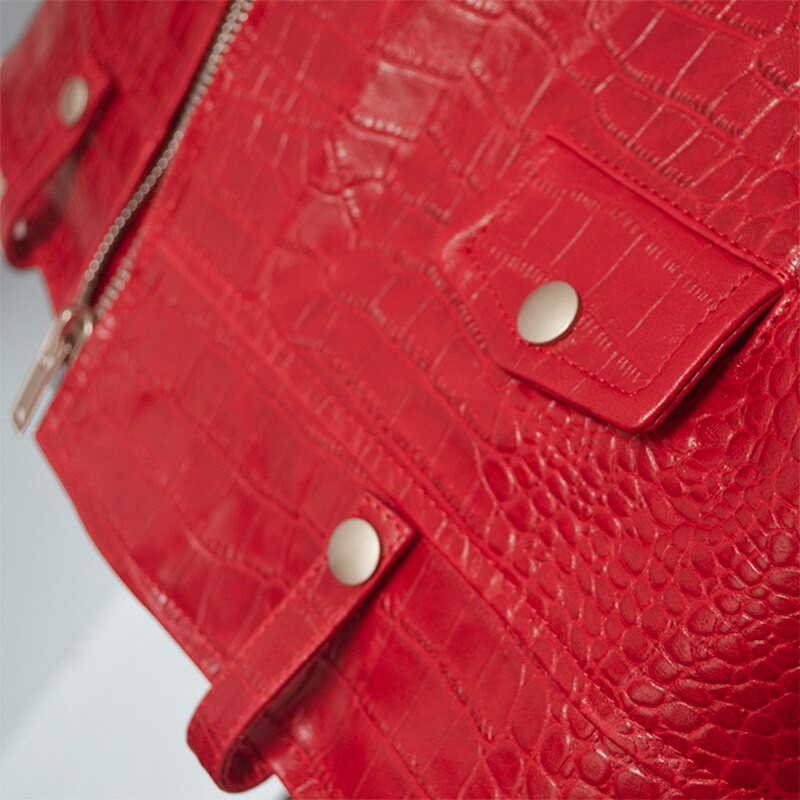 Mauroicardi pavasara sarkans krokodila raksts mākslīgās ādas biker jaka ar garām piedurknēm rāvējslēdzējs liela izmēra dizaineru vīriešu apģērbs 4xl 5xl