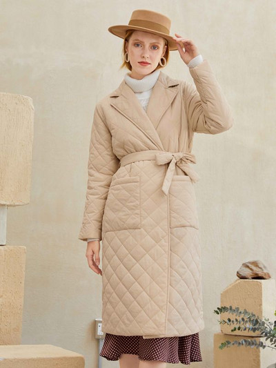 Vienkāršs kokvilnas polsterēts garš ziemas mētelis sieviešu ikdienišķa kabatas vērtne sieviešu parkas High Street pielāgota apkakle stilīgs mētelis 2020.