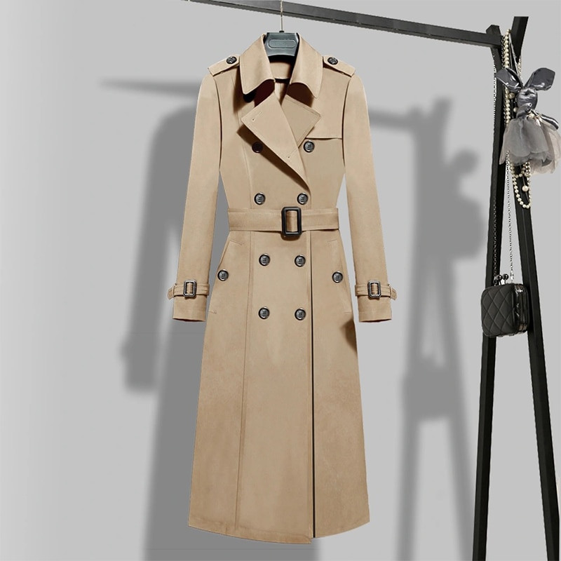 Γυναικείες Casual κυρίες αδύνατες με vintage ζώνη με γυρισμένο γιακά μακριά τάφρο