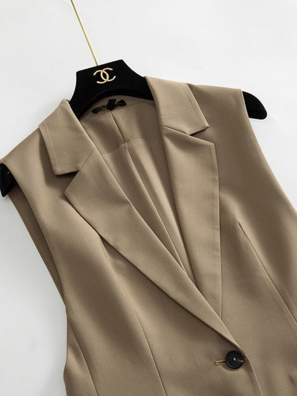 JMPRS Modni uredski jakni prsluk Ženski prsluk s otvorenim ovratnikom ljeto 2022. Ženska crna jakna bez rukava Novo