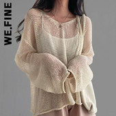 We.Fine γυναικείο πουλόβερ πλεκτό Νέο σέξι πουλόβερ πουλόβερ γυναικεία πουλόβερ 2022 Vintage μαλακό πλεκτό πουλόβερ Κορεάτικο γλυκό θηλυκό