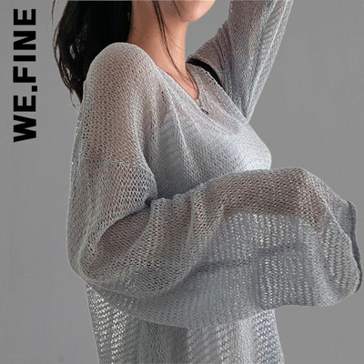 We.Fine γυναικείο πουλόβερ πλεκτό Νέο σέξι πουλόβερ πουλόβερ γυναικεία πουλόβερ 2022 Vintage μαλακό πλεκτό πουλόβερ Κορεάτικο γλυκό θηλυκό