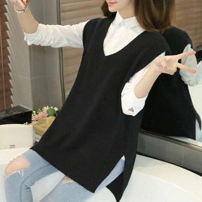 Liela izmēra 4XL sieviešu trikotāžas džemperis bez piedurknēm Sieviešu veste Sieviešu džemperi, pusaudžu skolas meiteņu veste, velkama sieviete