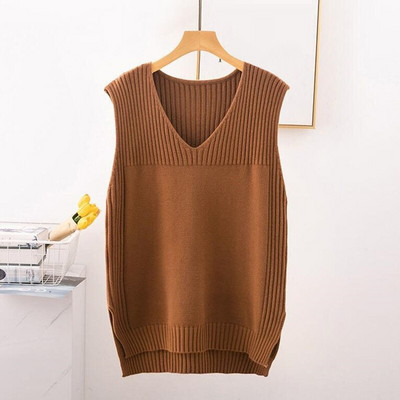 Liela izmēra 4XL sieviešu trikotāžas džemperis bez piedurknēm Sieviešu veste Sieviešu džemperi, pusaudžu skolas meiteņu veste, velkama sieviete