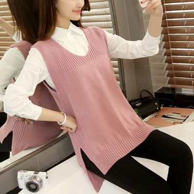 Liela izmēra 4XL sieviešu trikotāžas džemperis bez piedurknēm Sieviešu veste Sieviešu džemperi, pusaudžu skolas meiteņu veste, velkama sieviete