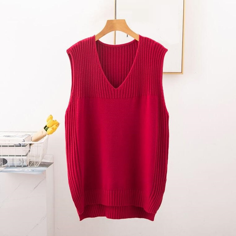 Liela izmēra 4XL sieviešu trikotāžas džemperis bez piedurknēm Sieviešu veste Sieviešu džemperi, pusaudžu skolas meiteņu veste, velkama sieviete