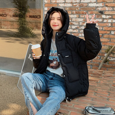 European Station Χειμώνας 2022 Νέα Μικρά Βαμβακερά Ρούχα Γυναικεία Ρούχα Ψωμί με κουκούλα Μόδα Ζεστό Μπουφάν Κορεατική Έκδοση Tide