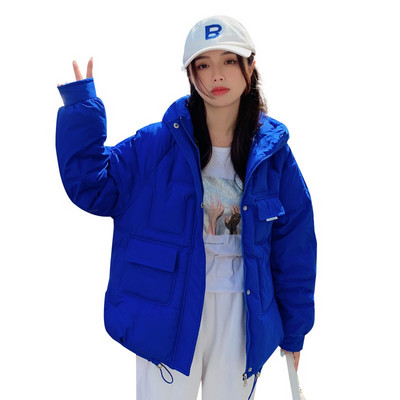 European Station Χειμώνας 2022 Νέα Μικρά Βαμβακερά Ρούχα Γυναικεία Ρούχα Ψωμί με κουκούλα Μόδα Ζεστό Μπουφάν Κορεατική Έκδοση Tide