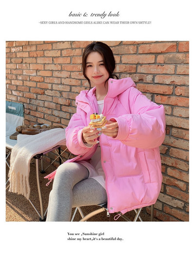 European Station Χειμώνας 2022 Νέα Μικρά Βαμβακερά Ρούχα Γυναικεία Ρούχα Ψωμί με κουκούλα Μόδα Ζεστό Μπουφάν Κορεατική Έκδοση Tide