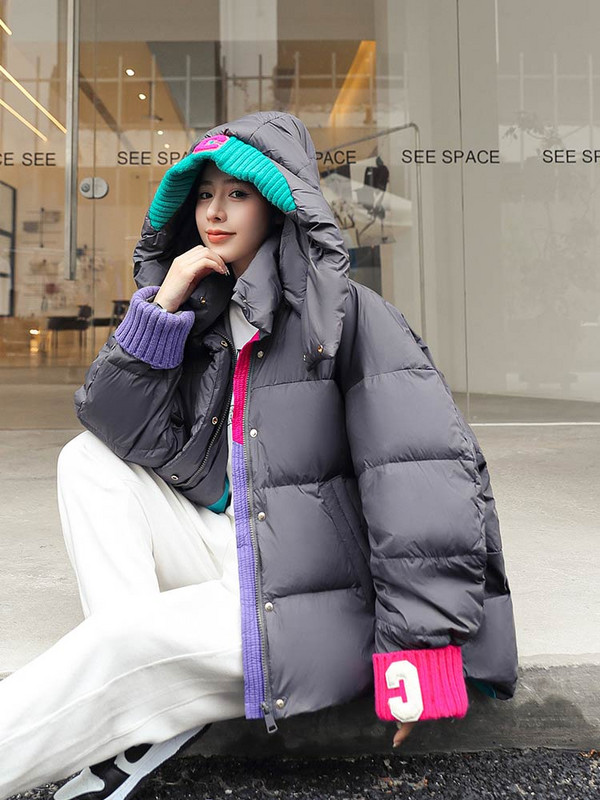 Vielleicht 2022. gada jauna ziemas sieviešu parka jakas, vaļīgas kapuces, biezs, silts, polsterēts mētelis, adīts sieviešu ziemas virsdrēbju jaka