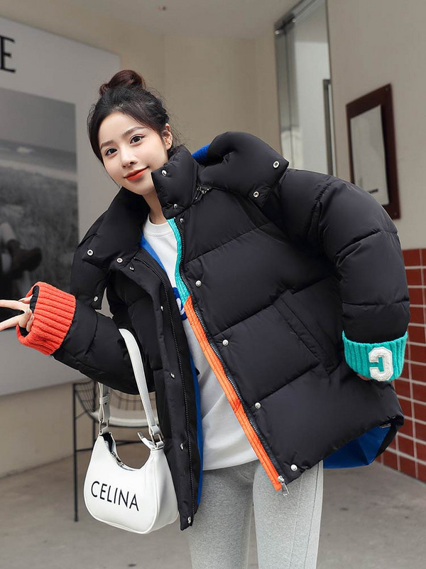 Vielleicht 2022. gada jauna ziemas sieviešu parka jakas, vaļīgas kapuces, biezs, silts, polsterēts mētelis, adīts sieviešu ziemas virsdrēbju jaka