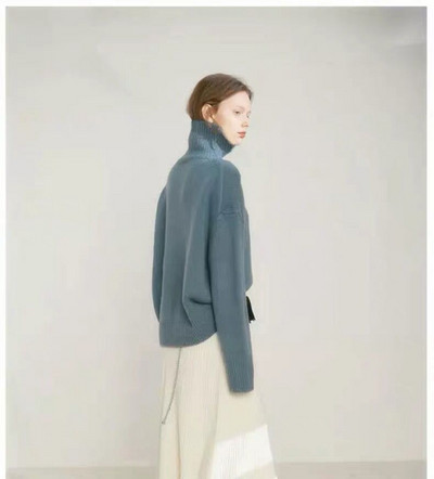 Eiropa Amerikas Savienotās Valstis rudens ziema jauns augstas apkakles tīras kazas džemperis sieviešu biezs brīvs pulovers džemperis adīšanas bāzes džemperis