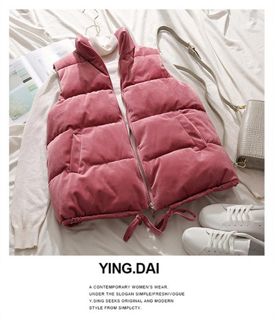 Melna ziemas veste sieviešu veste 2022. gada sieviešu bezpiedurkņu jaka, statīvs apkakle, silta samta veste, ārdrēbes Colete Feminino