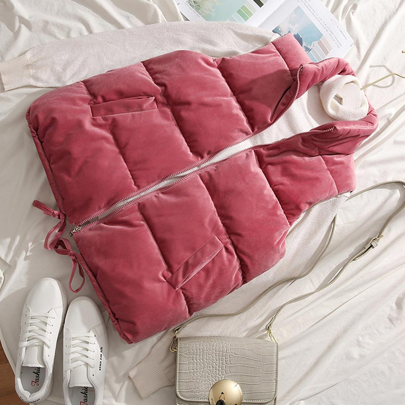 Melna ziemas veste sieviešu veste 2022. gada sieviešu bezpiedurkņu jaka, statīvs apkakle, silta samta veste, ārdrēbes Colete Feminino