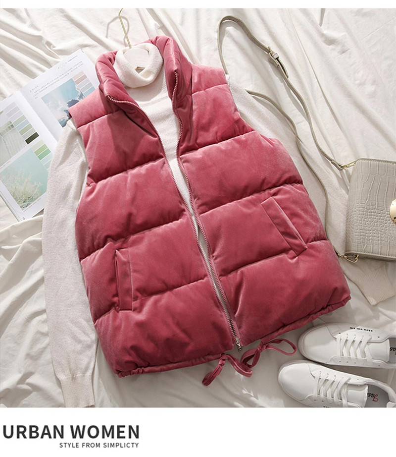 Melna ziemas veste sieviešu veste 2022. gada sieviešu bezpiedurkņu jaka, statīvs apkakle, silta samta veste, ārdrēbes Colete Feminino