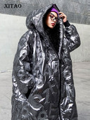 XITAO Γυναικεία Μόδα Parkas New Goddess Fan Pocket 2020 Winter Split Hooded Collar Small Fresh Casual Parkas DMY1754