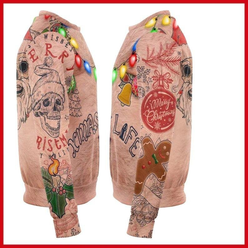 Karácsonyi pulóver Újdonság Vicces világító felső nélküli csúnya karácsonyi pulóver Férfi és női 3D nyomtatás Pulóver Pulóverek Meleg pulóver