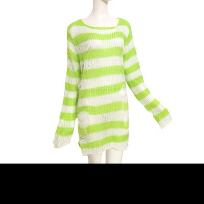 Jauns Punk Gothic garš unisex vasaras sieviešu džemperis, svītrains, vēss, dobs caurums, salauzts džemperis, vaļīgs, plāns tumšs ielu apģērbu tops