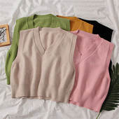 Μόδα Φθινοπωρινό γυναικείο πουλόβερ 2020 Κορεάτικο Γυναικείο Κομψό Πουλόβερ με λαιμόκοψη V Χαλαρά, καθημερινά πλεκτά μπλουζάκια Εξωτερικά ρούχα PZ3410