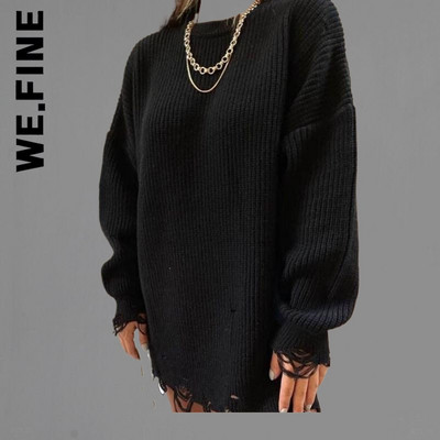 We.Fine Knitted New γυναικείο πουλόβερ Σέξι γυναικείο πουλόβερ 2022 Vintage O Neck Loose Γυναικεία πουλόβερ Γλυκά μπλουζάκια με βασικό κάτω μέρος Γυναικεία