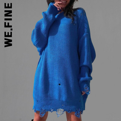 We.Fine Knitted New γυναικείο πουλόβερ Σέξι γυναικείο πουλόβερ 2022 Vintage O Neck Loose Γυναικεία πουλόβερ Γλυκά μπλουζάκια με βασικό κάτω μέρος Γυναικεία