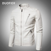 Ανδρικά 2022 Faux Leather Jacket Motorcycle Φθινοπωρινά Ανδρικά Μπουφάν Λευκό Jaqueta De Couro Masculina Outwear Ανδρικά δερμάτινα παλτό PU 5XL