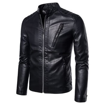 Ανδρικά 2022 Faux Leather Jacket Motorcycle Φθινοπωρινά Ανδρικά Μπουφάν Λευκό Jaqueta De Couro Masculina Outwear Ανδρικά δερμάτινα παλτό PU 5XL