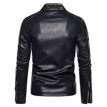 Ανδρικά 2022 Faux Leather Jacket Motorcycle Φθινοπωρινά Ανδρικά Μπουφάν Λευκό Jaqueta De Couro Masculina Outwear Ανδρικά δερμάτινα παλτό PU 5XL