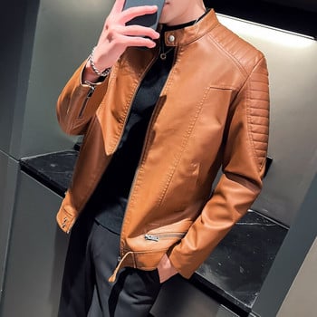 Ανδρικά 2022 Faux Leather Jacket Motorcycle Φθινοπωρινά Ανδρικά Μπουφάν Λευκό Jaqueta De Couro Masculina Outwear Ανδρικά δερμάτινα παλτό PU 5XL