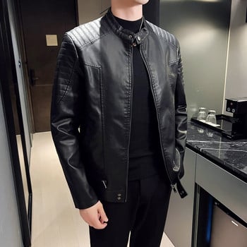 Ανδρικά 2022 Faux Leather Jacket Motorcycle Φθινοπωρινά Ανδρικά Μπουφάν Λευκό Jaqueta De Couro Masculina Outwear Ανδρικά δερμάτινα παλτό PU 5XL