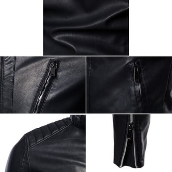 Ανδρικά 2022 Faux Leather Jacket Motorcycle Φθινοπωρινά Ανδρικά Μπουφάν Λευκό Jaqueta De Couro Masculina Outwear Ανδρικά δερμάτινα παλτό PU 5XL