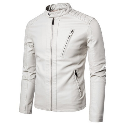 Ανδρικά 2022 Faux Leather Jacket Motorcycle Φθινοπωρινά Ανδρικά Μπουφάν Λευκό Jaqueta De Couro Masculina Outwear Ανδρικά δερμάτινα παλτό PU 5XL