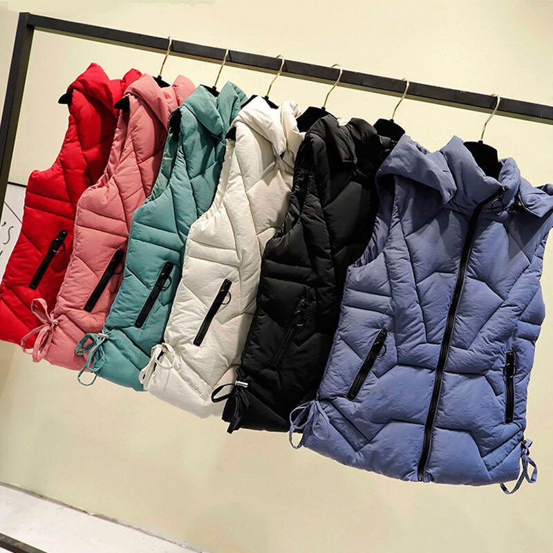 Ženski prsluk s kapuljačom i patentnim zatvaračem, modni ležerni ženski, lijepi, topli ženski prsluk, gornja odjeća jeftina veleprodaja