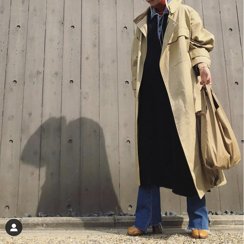 JAZZEVAR 2022 Jauns pavasara rudens sieviešu modes ielas lielizmēra X garas virsdrēbes Sieviešu brīvs apģērbs Ikdienas haki krāsas trenčs