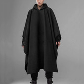INCERUN Fashion Ανδρικά παλτό με κουκούλα μασίφ Poncho Loose 2022 Streetwear Punk Αντιανεμικό Ανδρικά Μπουφάν χειμερινά μακριά κάπα 5XL
