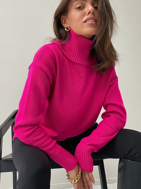 2022. gada jauns rudens ziemas sieviešu džemperis Klein Blue Basic sieviešu džemperis trikotāžas puloveri džemperi ar apkakli Sieviešu rozā sarkani topi