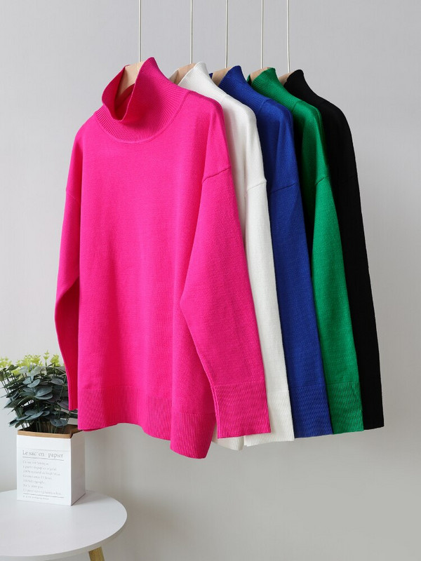 2022. gada jauns rudens ziemas sieviešu džemperis Klein Blue Basic sieviešu džemperis trikotāžas puloveri džemperi ar apkakli Sieviešu rozā sarkani topi