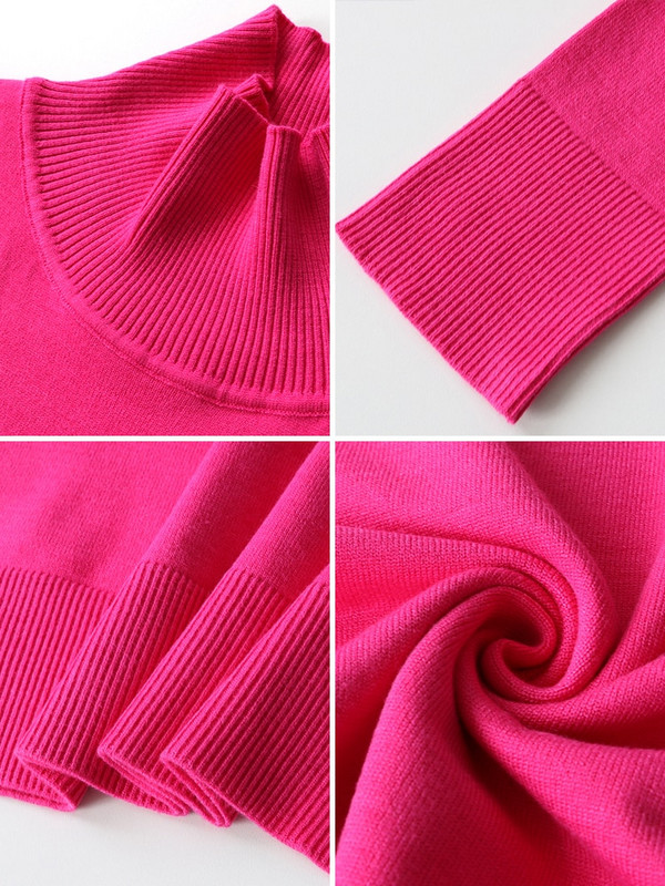 2022. gada jauns rudens ziemas sieviešu džemperis Klein Blue Basic sieviešu džemperis trikotāžas puloveri džemperi ar apkakli Sieviešu rozā sarkani topi