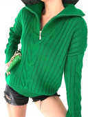 Γυναικείο πουλόβερ με φερμουάρ Vintage πλεκτό Oversize Loose Jumper με γιακά Μπλε Πουλόβερ Χειμερινά Πόλο Ζεστά πουλόβερ για γυναίκες 2022