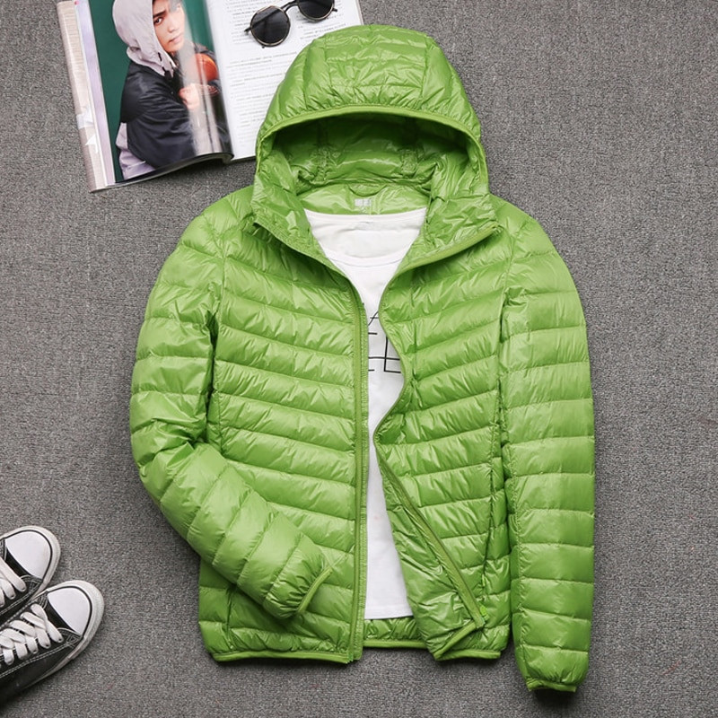 Vīriešu ziemas pīļu dūnu mētelis īpaši viegls ar kapuci, pūkains dūnu jakas Vīriešu pārnēsājamas vēja necaurlaidīgas siltas parkas Vīriešu apģērbs 5xl 6XL