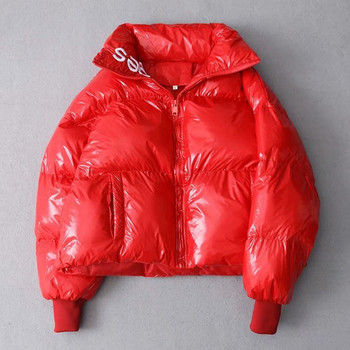 2022 Winter Glossy Down Parka γυναικείο αδιάβροχο παλτό κέντημα μπουφάν μεγάλο μέγεθος Χαλαρό χειμώνα ζεστό χοντρό γυναικείο μπουφάν Parka