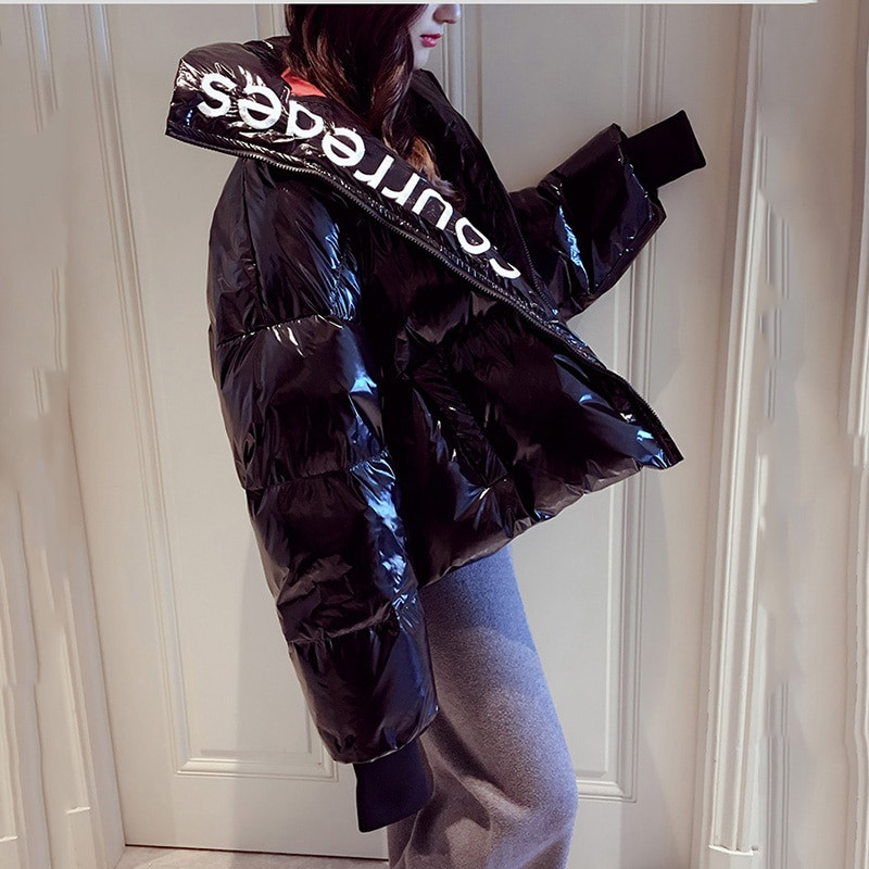 2022 Winter Glossy Down Parka sieviešu ūdensizturīgs mētelis izšūšanas jaka liela izmēra brīva ziemas silta bieza parka sieviešu jaka