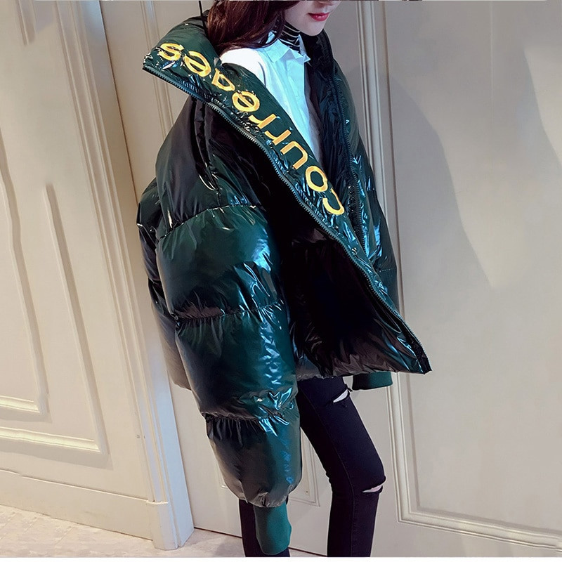 2022 Winter Glossy Down Parka sieviešu ūdensizturīgs mētelis izšūšanas jaka liela izmēra brīva ziemas silta bieza parka sieviešu jaka