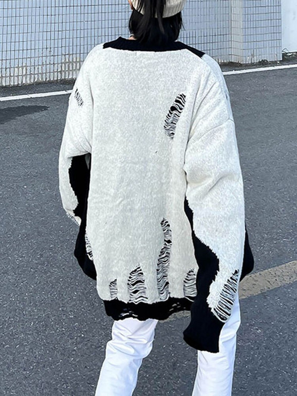 Tawaaiw γοτθικό κούφιο γυναικείο πουλόβερ με μακρυμάνικο κορεατικό πλεκτό πουλόβερ συνονθύλευμα γυναικεία πουλόβερ φθινοπωρινά χειμωνιάτικα μπλουζάκια