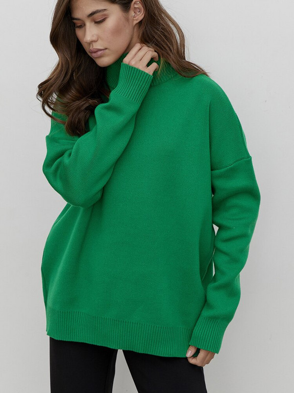 Πλεκτό γυναικείο πουλόβερ με ζιβάγκο φθινοπώρου Μασίφ, φαρδύ υπερμεγέθη πουλόβερ Χειμερινό casual μακρυμάνικο πουλόβερ Γυναικείο χοντρό ζεστό πλεκτό