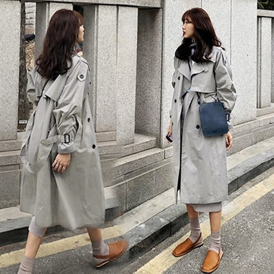 Reklāma, 2022. gada sieviešu divrindu 100% kokvilnas garais mētelis militārā stila elegants lietusmētelis vējjaka Manteau Femme